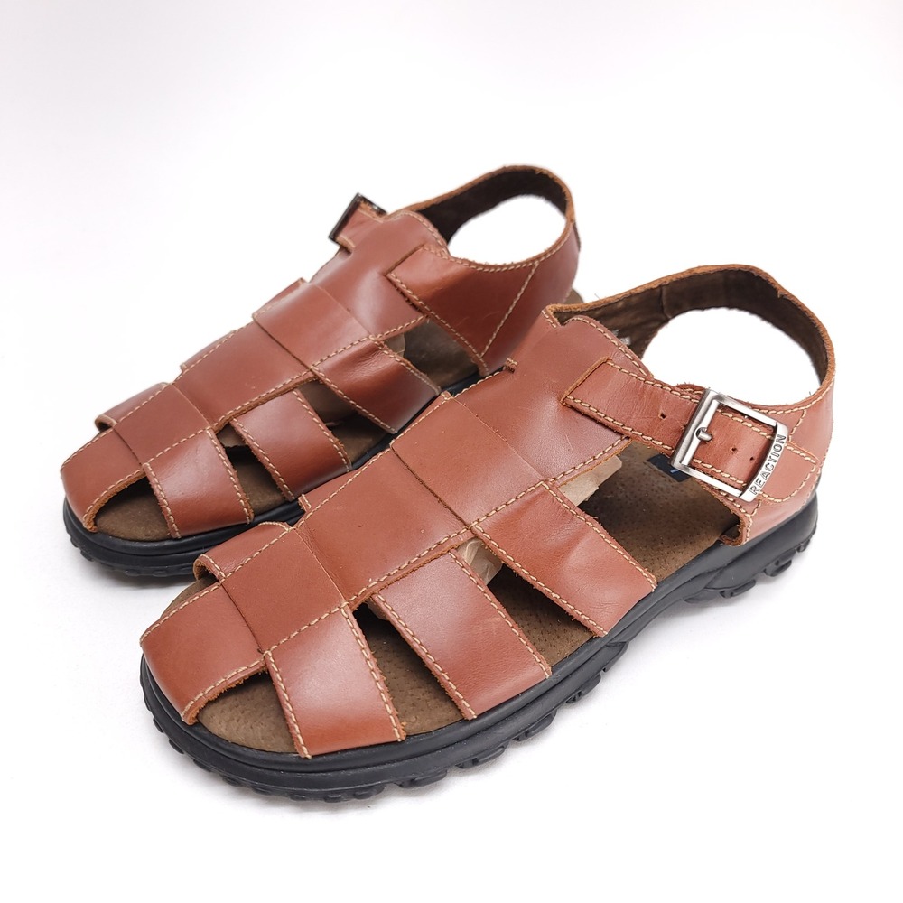 Kenneth Cole Reaction Mens Brown Leather Fisherman Sandals Caged Buckleβ 6M